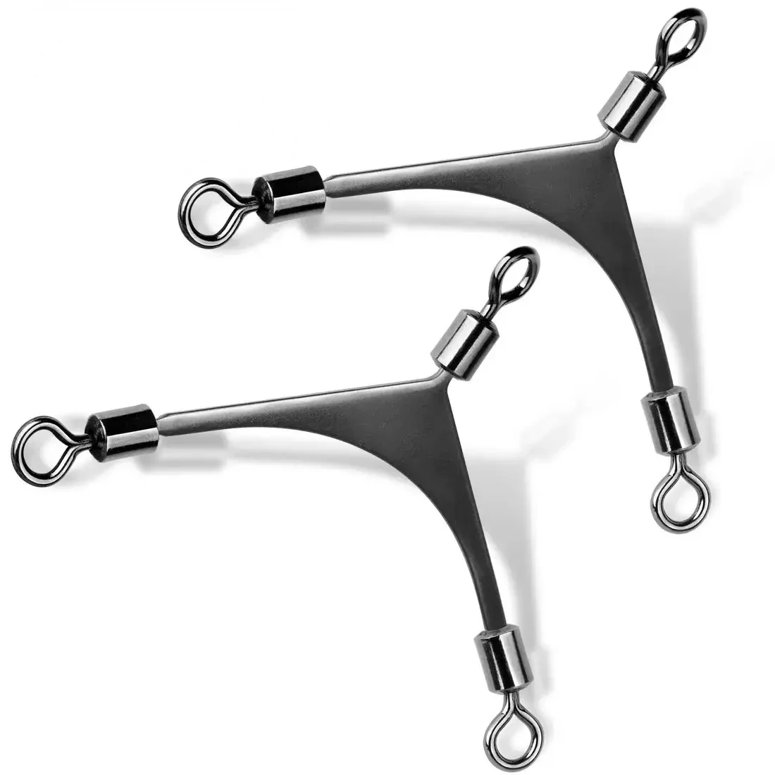 Equipamento de pesca giratório de 3 vias, 15 ~ 60 peças, barril de rolamento de pesca em água salgada, gira t-turn triplo, conector de linha cruzada giratória de pesca