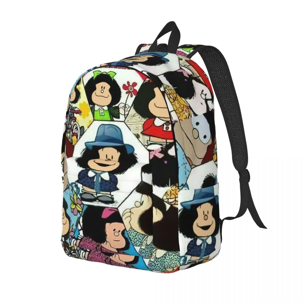 Anime Plaid Mafalda Backpack for Kindergarten Primary School Student Book Bags Boy Girl Kids Canvas Daypack Durable