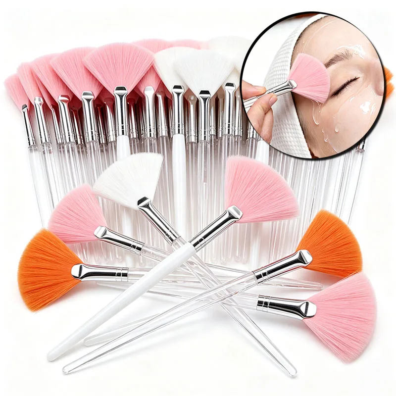 100PCS Portable Beauty Soft Fan Facial Mask Brush Applicator Esthetician Essential Oil Cream Brush For Women Girls Cosmetic Tool