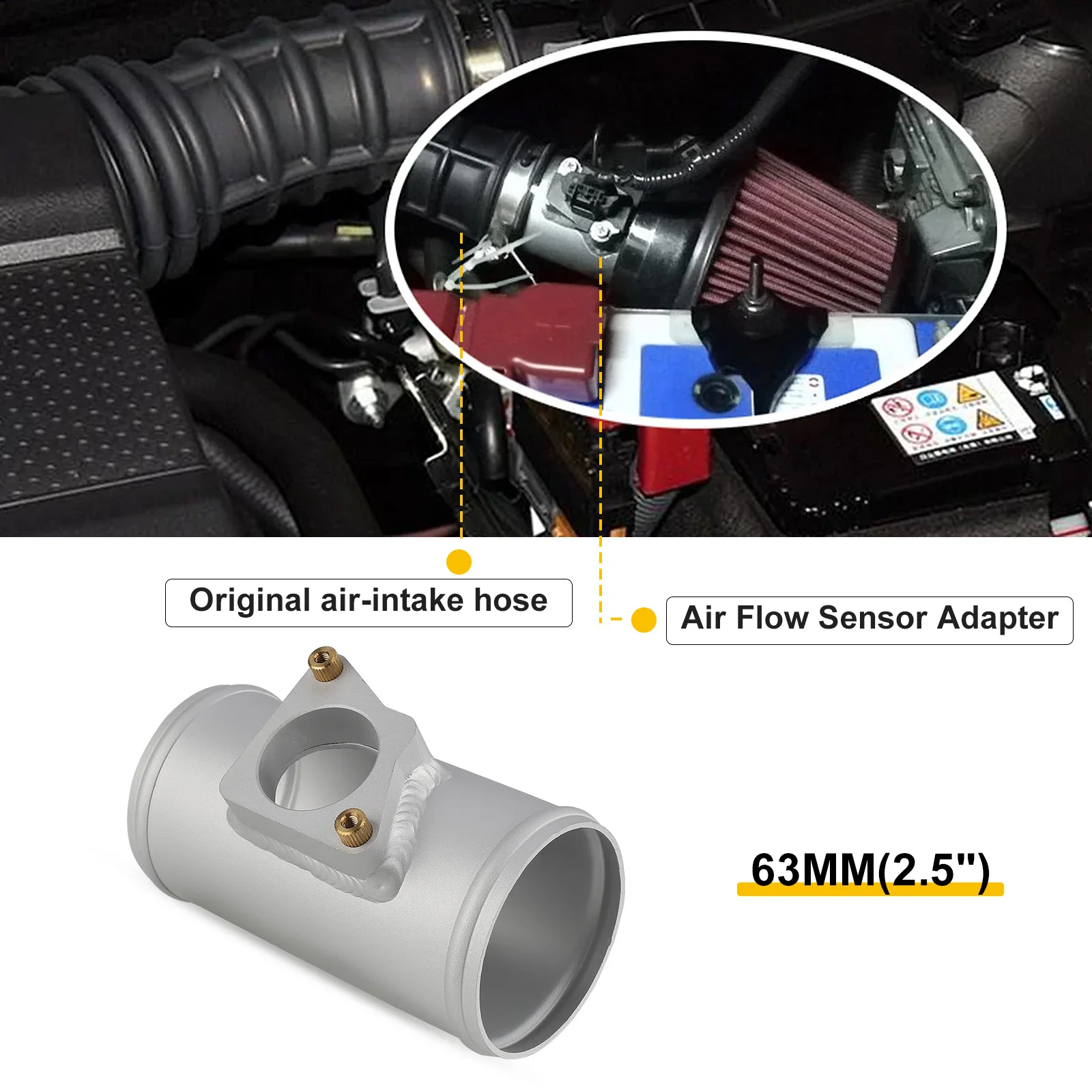 EPAA02G10K63 2 "/2,5"/3" датчик массового расхода воздуха MAF, адаптер для крепления трубы, фланцевая основа для Nissan, Honda, Ford