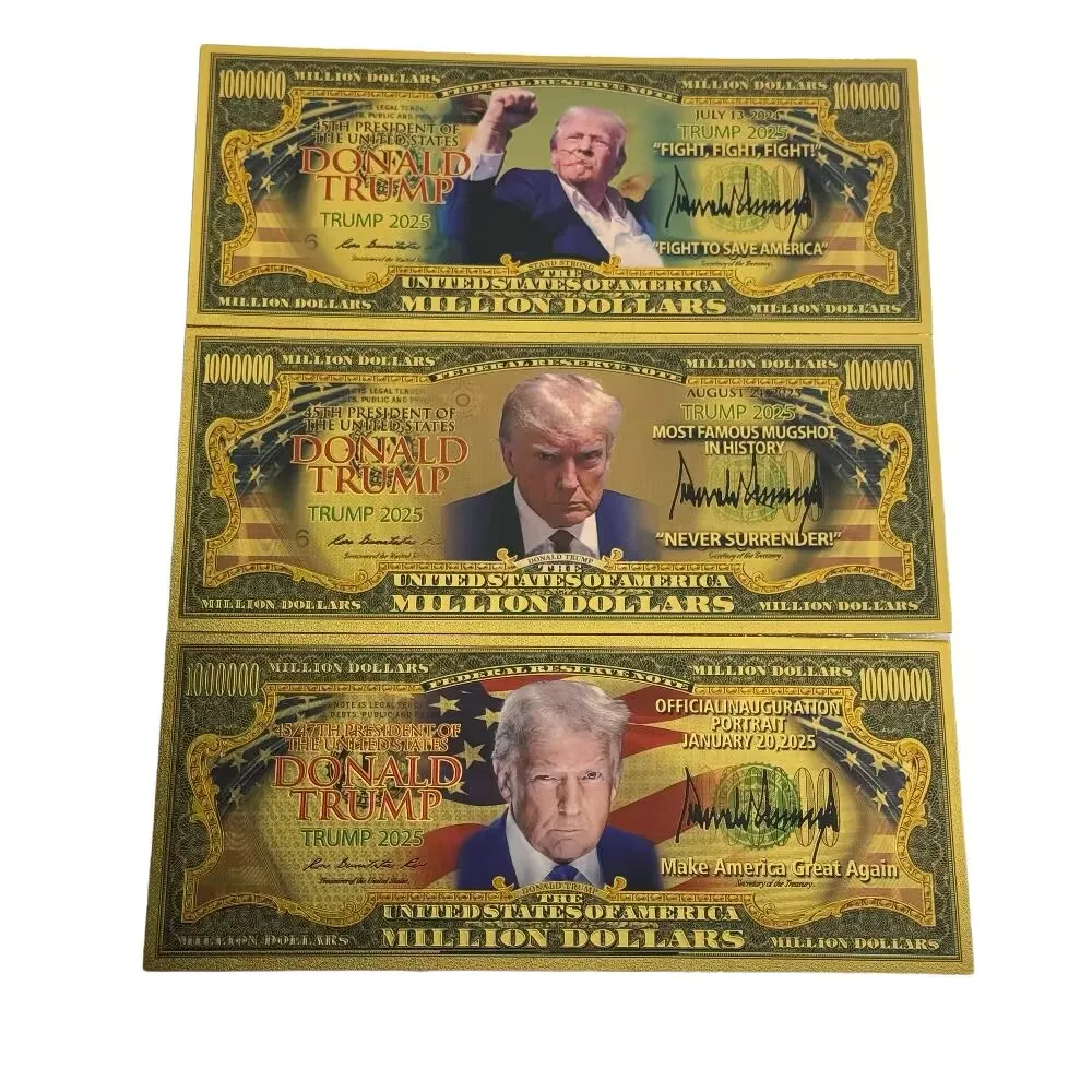 2025 New President United States Donald Trump Gold Bills Golden Notes Cards Make America Great Again Christmas Gift