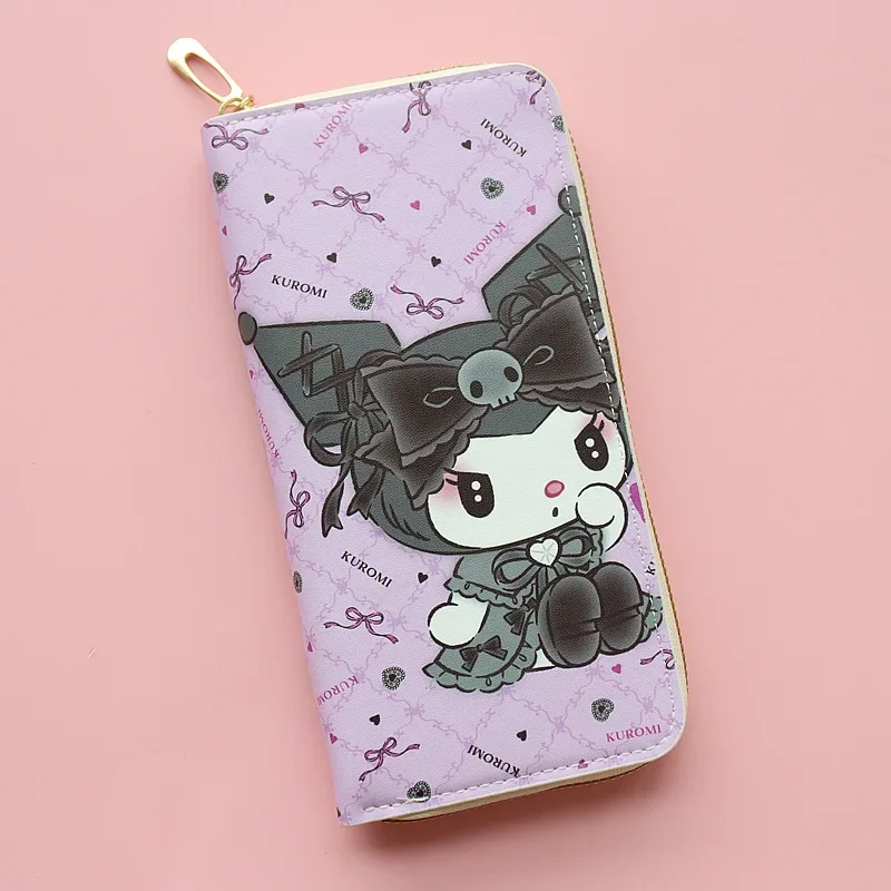 Sanrio Kuromi Long Wallet Female Student Cartoon Fresh New Large Capacity Mobile Phone Wallet Card Bag Clutch Bag Storage Bag