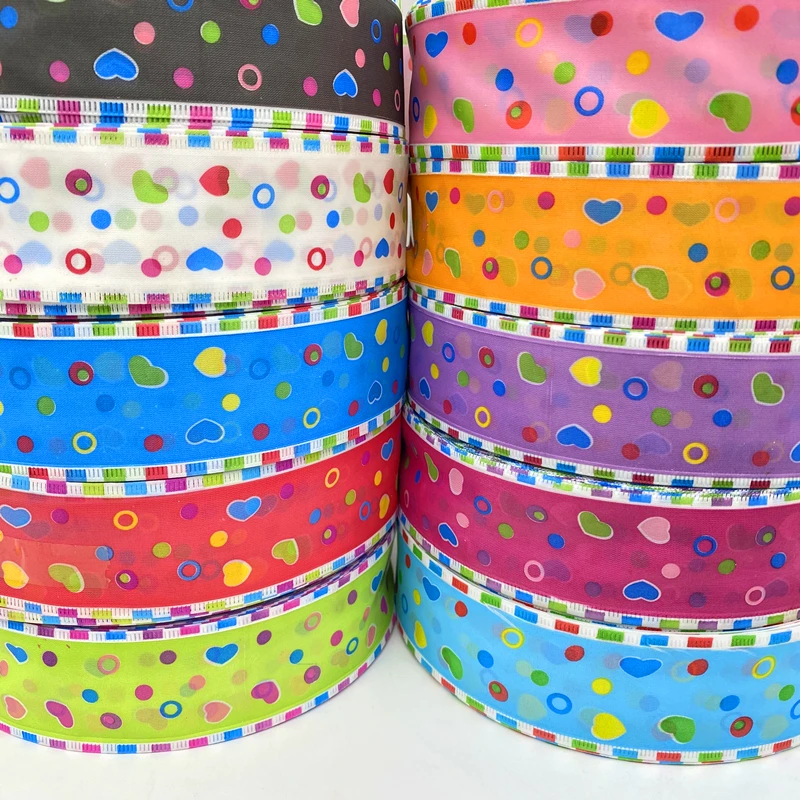 5 Yards/lot Wide 37mm Color Printed Ribbon for Flower Gift Box Packaging Wedding Party Decoration Bow Knot Handmade DIY