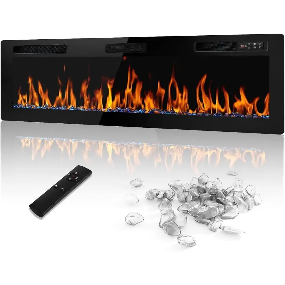 

72 inch Ultra-Thin Electric ireplace, Reced and Wall Mounted Slim Linear ireplace or 2x4 & 2x6 Studs, 750W/1500W Ultra-Quiet Ind