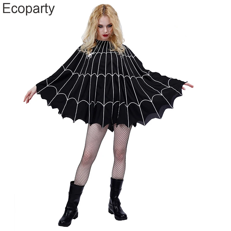 2023 New Women's Cobweb Spider Web Costume Cloak Halloween Costume For Adult Scary Spider Party Fancy Dress