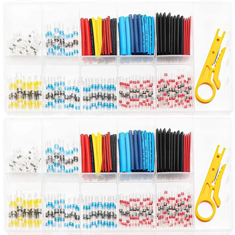 200PCS Heat Shrink Terminals 110pcs Heat Shrinkable Tube Wire Cable Soldered Connector+90PCS Heat Shrink Tubing Stripping Knife