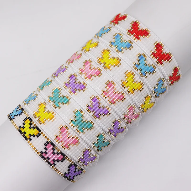 New INS wind color butterfly miyuki bracelet mixed color butterfly hand-woven pattern rice bead bracelet women