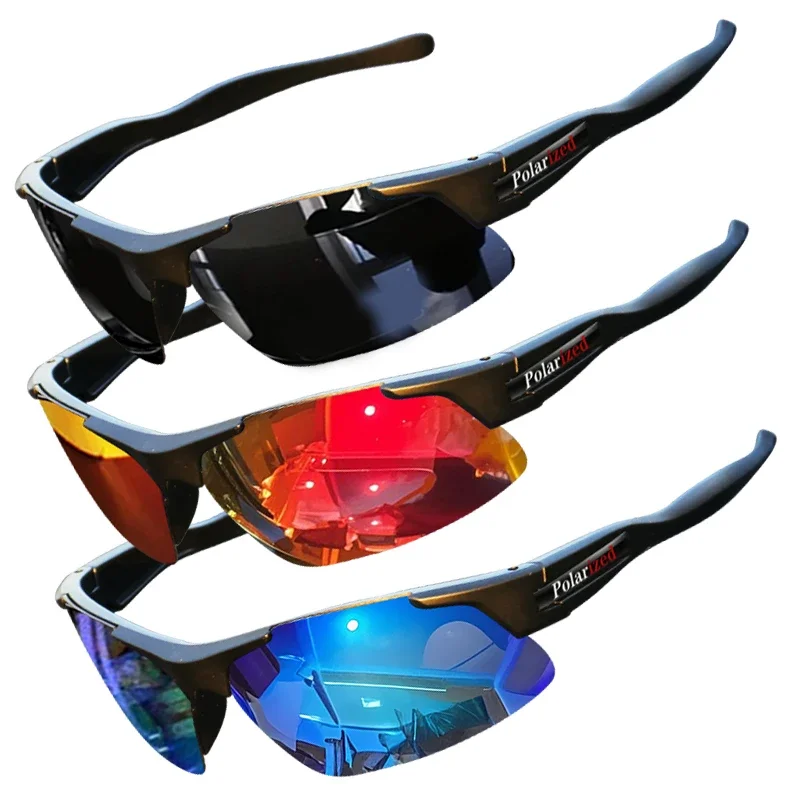 Polarisierte Halbrand-Sportbrille für Herren – mattierter, langlebiger Rahmen und HD-beschichtete Gläser für Golf/Angeln/Reisen/täglicher Gebrauch