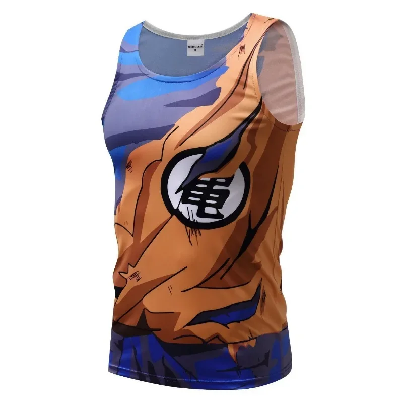 Dragon Ball Anime Tank Tops Goku Vest Singlet Gym Waistcoat Fitness Male Print Clothing Quick Drying Sportswear Sleeveless Shirt