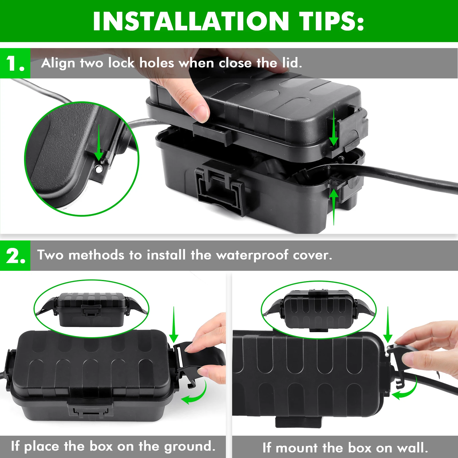 Flemoon 29 x 13.2 x 10cm Medium Outdoor Electrical Box with Small Weatherproof Electrical Connection Box for Power Strip