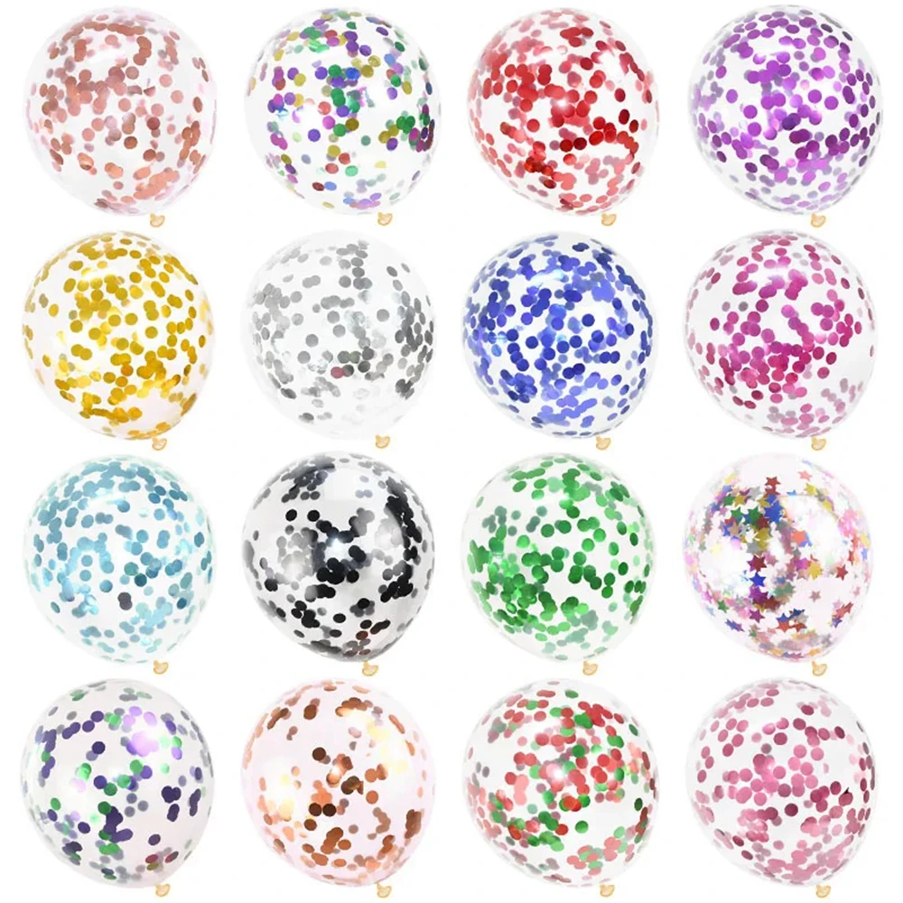 5/10/20pcs Colorful Confetti Latex Balloons Glitter Clear Transparent Balloon Wedding Birthday Party Decorations