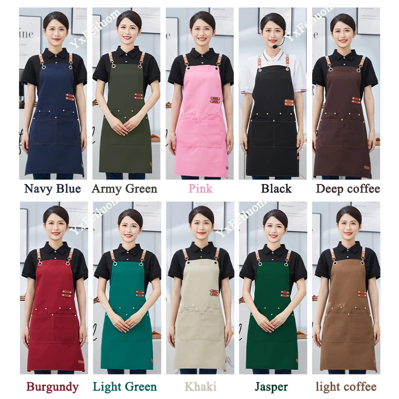 Custom Apron Logo Design Work Waiter Apron Waterproof Bubble Cafe BBQ Shop Nail Salon Man Women`s Kitchen Apron Personalized