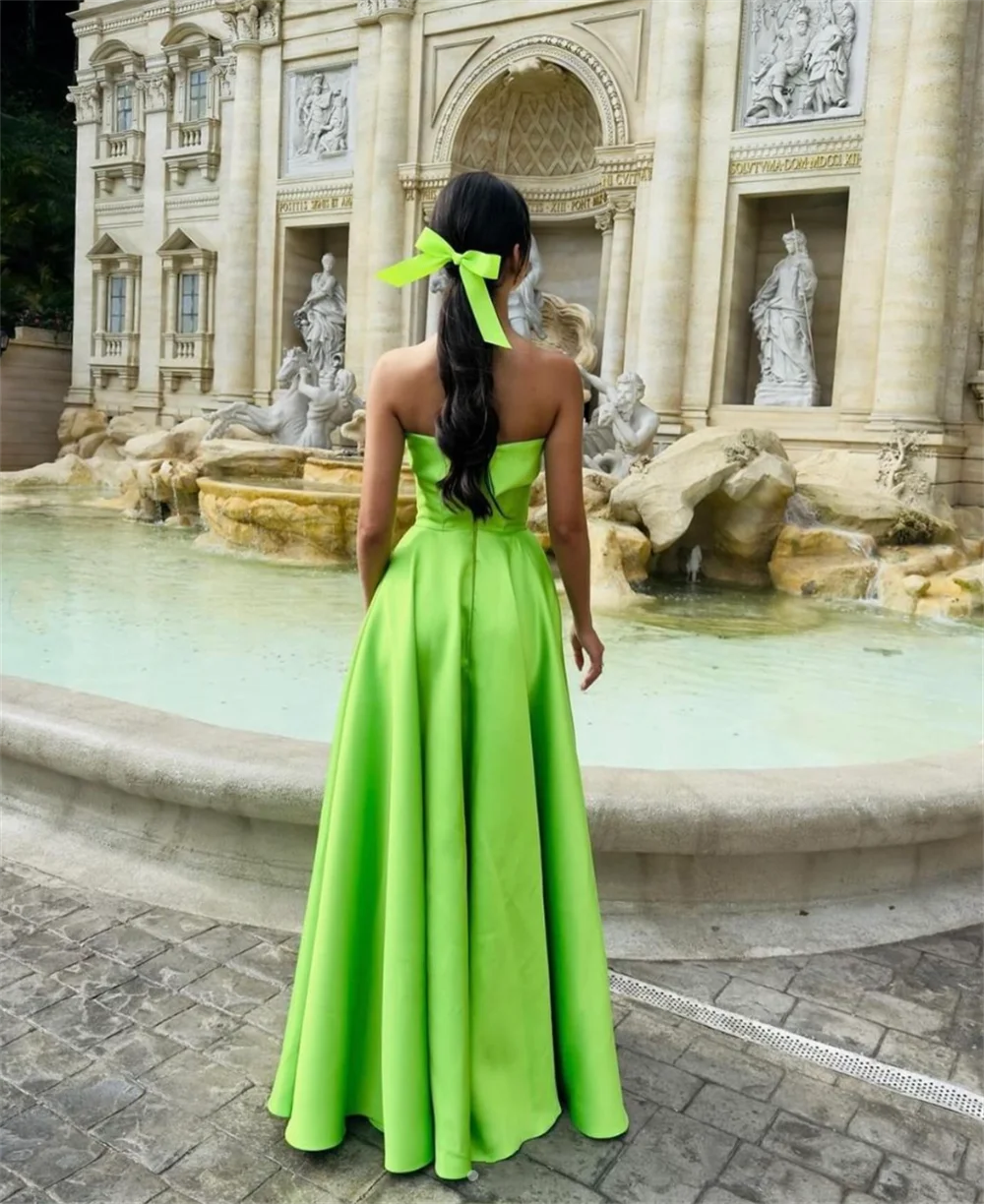 Annie Green Strapless Prom Dress Satin A-line Evening Dresses Elegant Lady Formal Occasions Dresses Vestidos De Noche2024