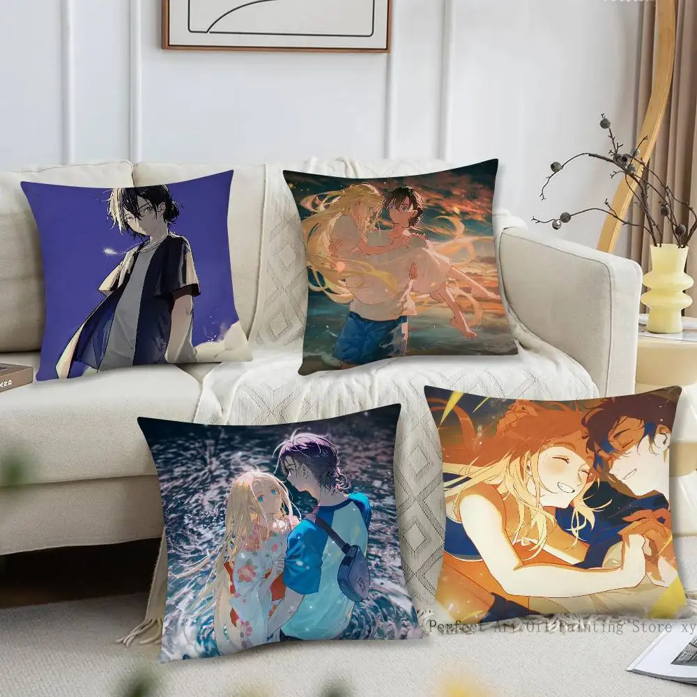 Summer Time Rendering Animation Pillow Case Fashion Square Pillowcase Bedroom Sofa Room Ins Decoration Leisure