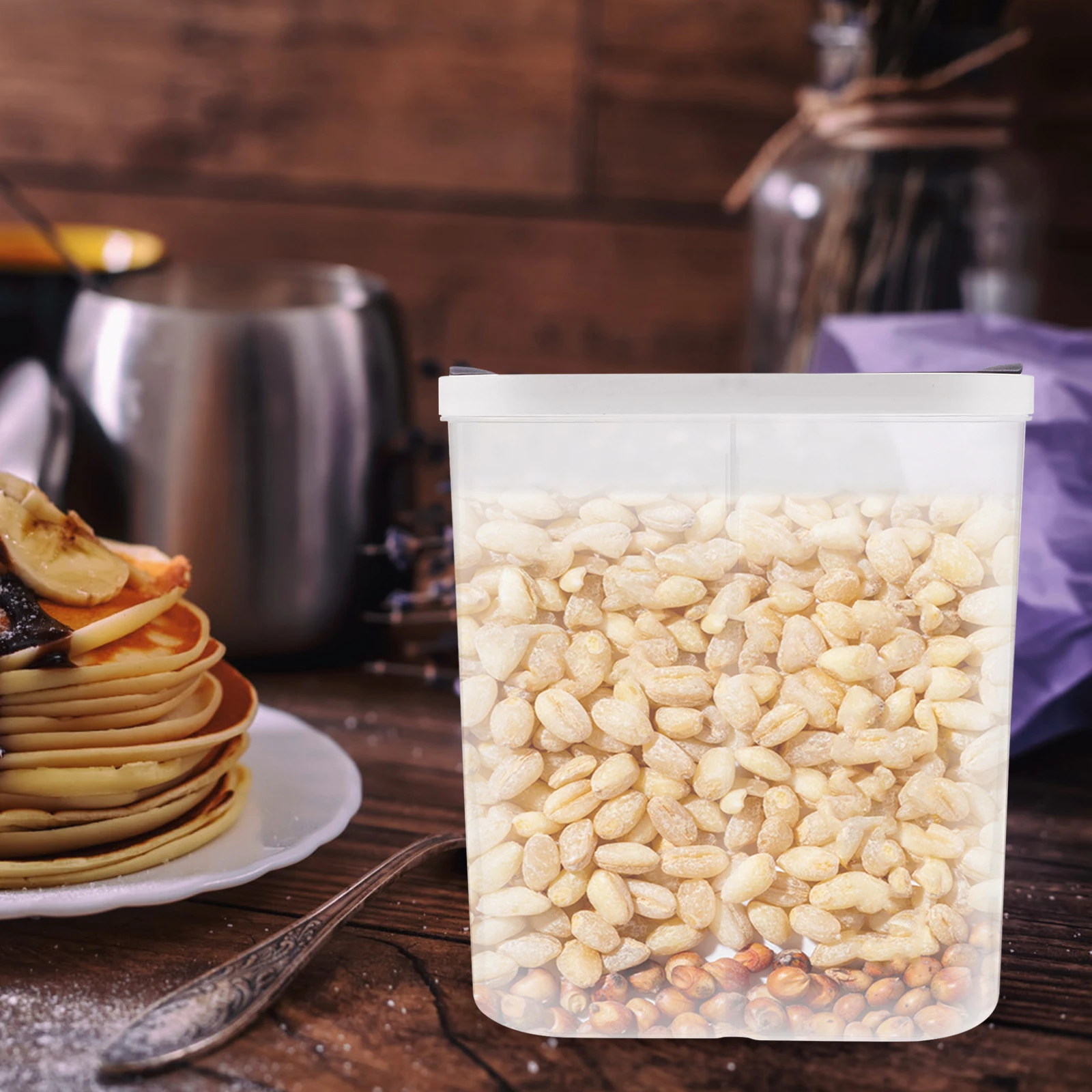 

Plastic Airtight Food Containers Sealed Rice Tank Kitchen Blue 5 Compartments Box Nuts Pantry Canisters Storage Jar