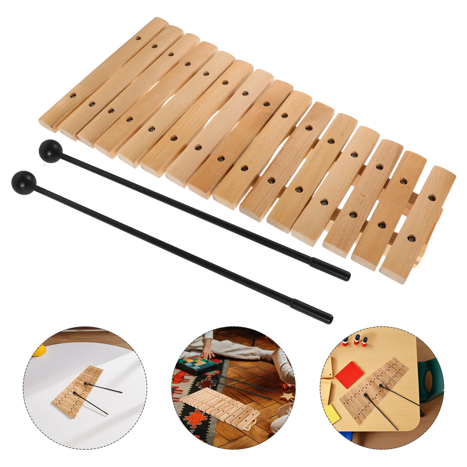 

15-Note Xylophone in Wood Design Ideal for Musical Educational Orff Instrument Set Montessori Xylophone