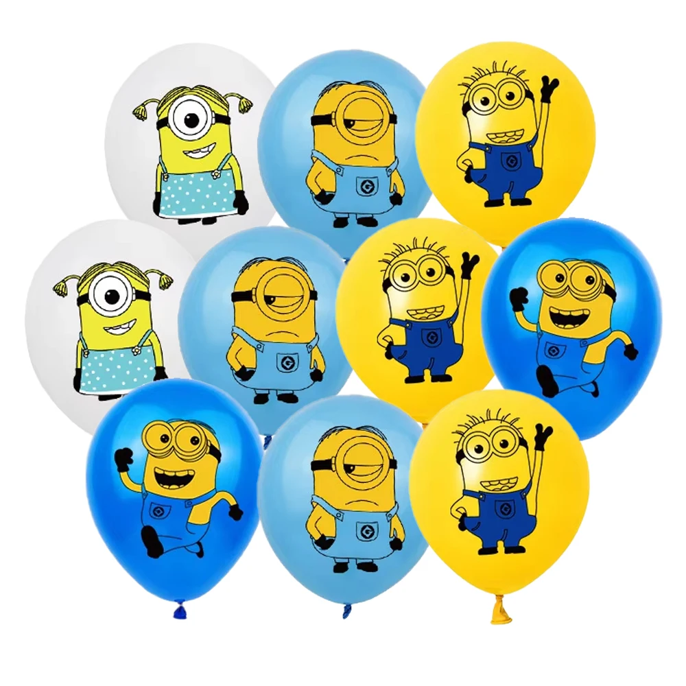 12/24/36PCS Minioned Balloons Set Children's Happy Birthday Party Decoration Latex Balloon Prop Baby Shower Supplies Kids Toys