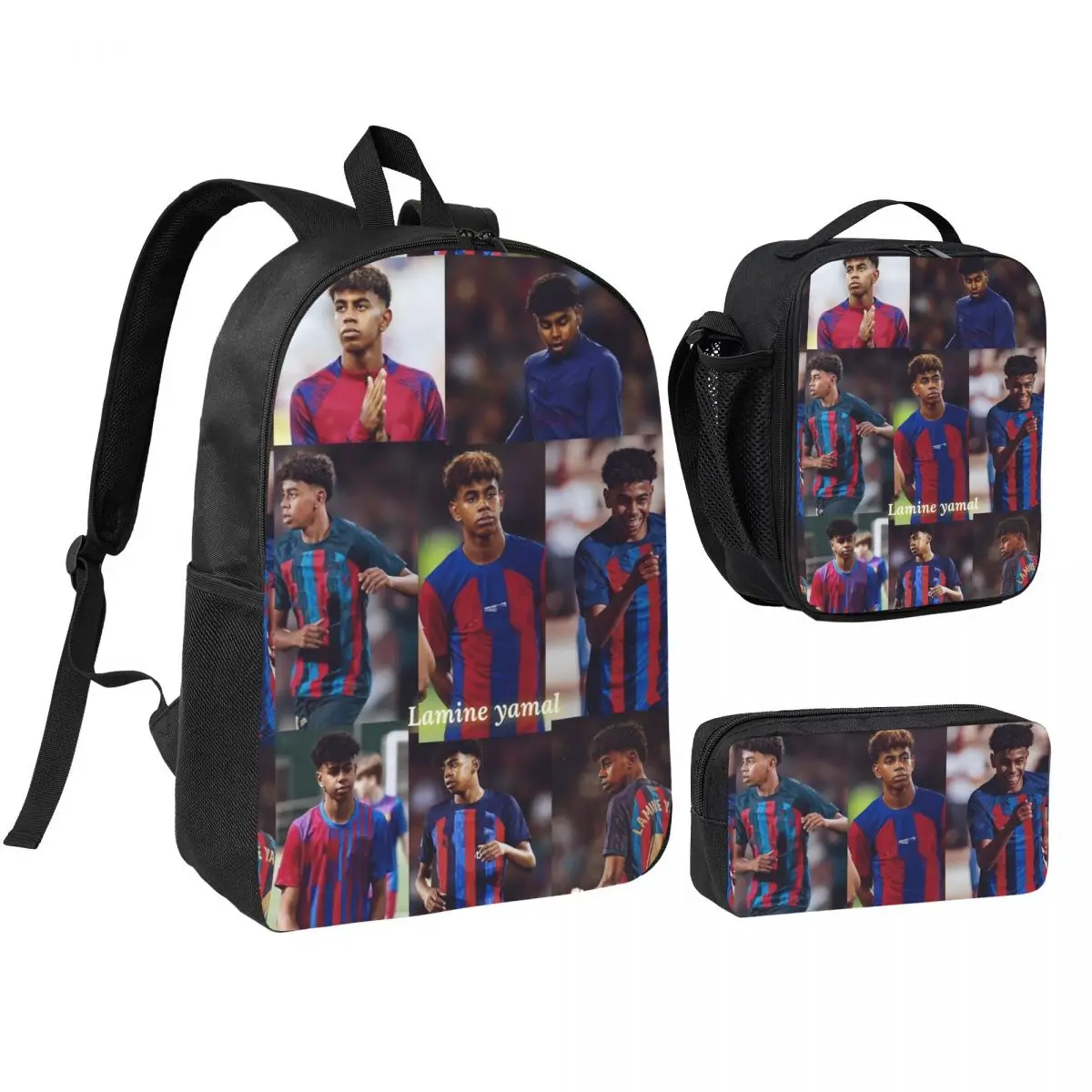 3pecs/set Lamine Y-Yamal Backpack for Teenage Football Soccer Shoulder Bag Lunch bag Pencil Case