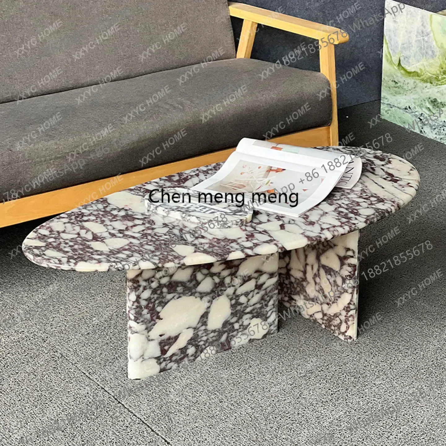 AA retro natural marble coffee table designer high-end special-shaped coffee table