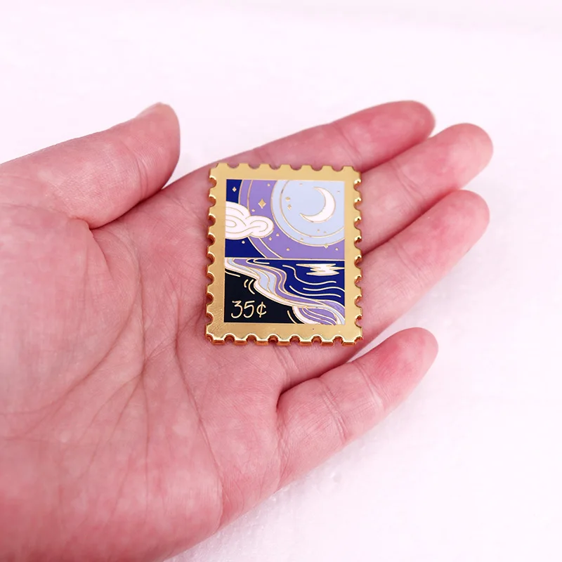 Celestial Moon Crescent Sky Stamp Enamel Pin Art Brooch Jewelry Backpack Decorate