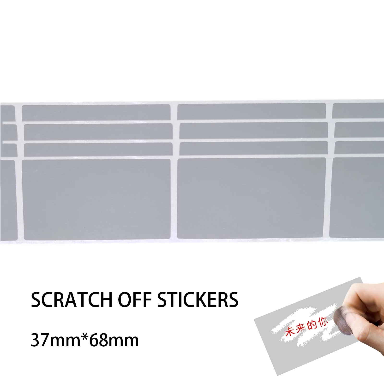 

500pcs 37x68mm Rectangle Grey Color Blank For Postcard Cover Stationery Message Wedding Game Scratch Off Sticker