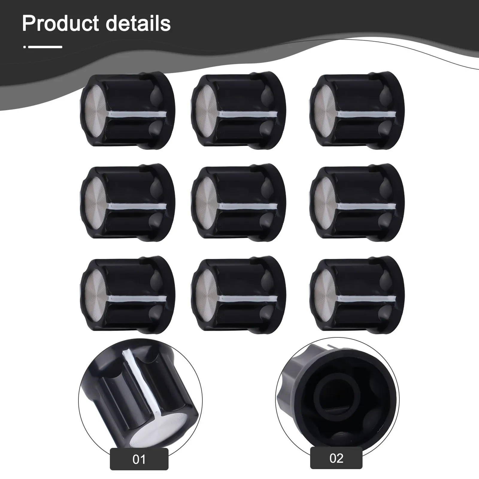 

10pcs D Type 6mm Shaft Hole Volume Control Potentiometer Knob Position Groove Parts For Guitar Bass Electric Guitar Accessories