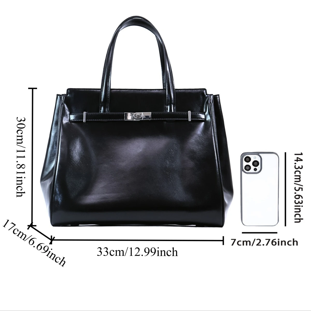 JIOMAY 2026 Unique Design black PU Handbag, Chic Urban Top Handle Purse, Vintage Versatile Commuter Shoulder Bag view 3