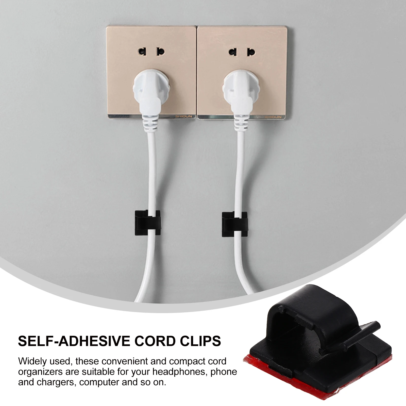 

20Pcs Self-Adhesive Cable Clips Organizer Wire Cord Management for Desk Organization Cable Holder Self-Adhesive Cord Clips