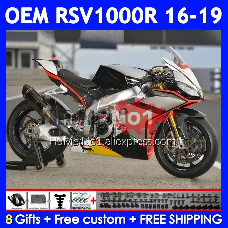 Silvery Black Injection Bodys For Aprilia RSV 1000 R RR 1000R 316No.11 RSV1000 16 17 18 19 RSV1000RR 2016 2017 2018 2019 Fairing