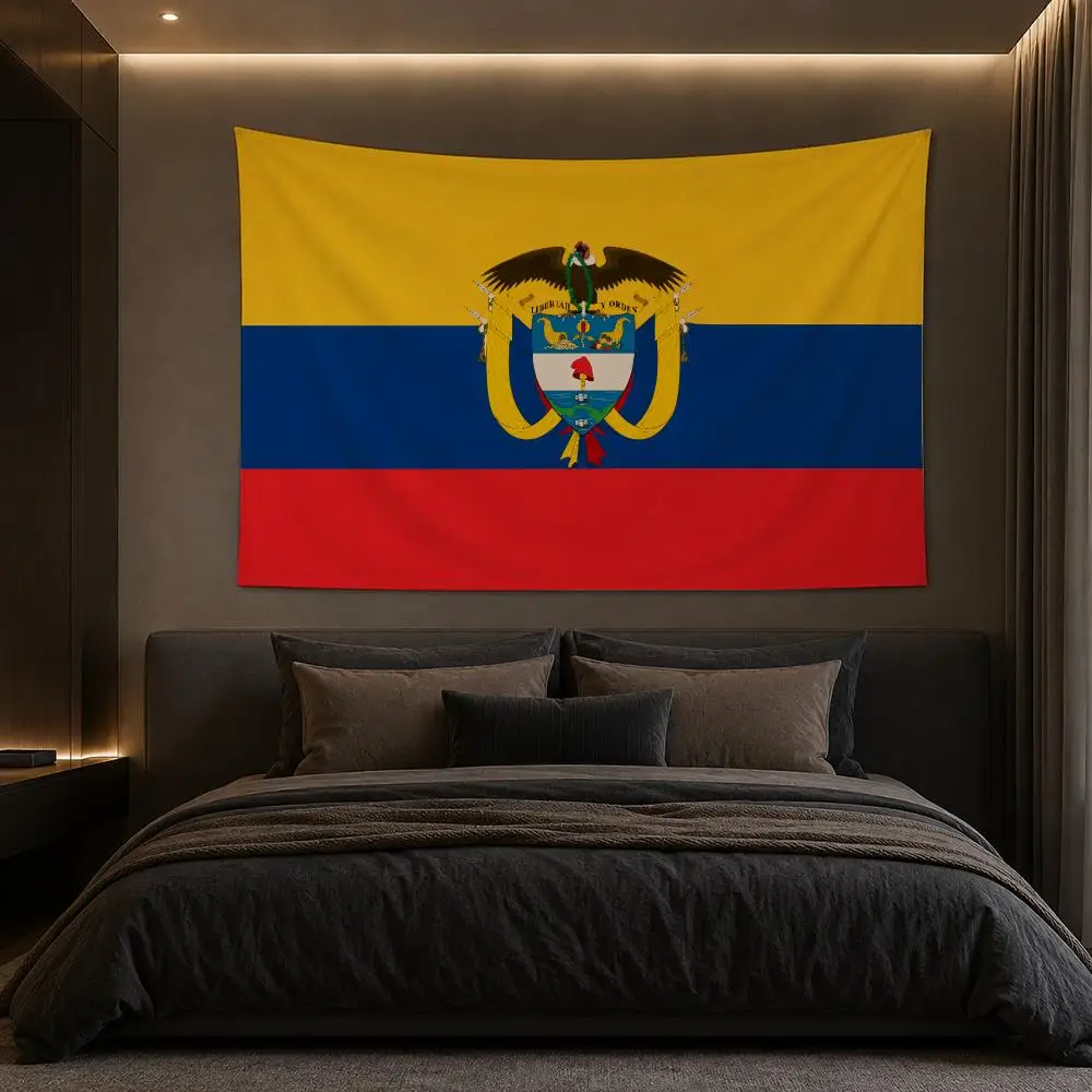 C-Colombia With Emblem Colombian Tapestry Bedroom Living Room Bar Party House Home Dorm Interior Wall Decor Background Banner