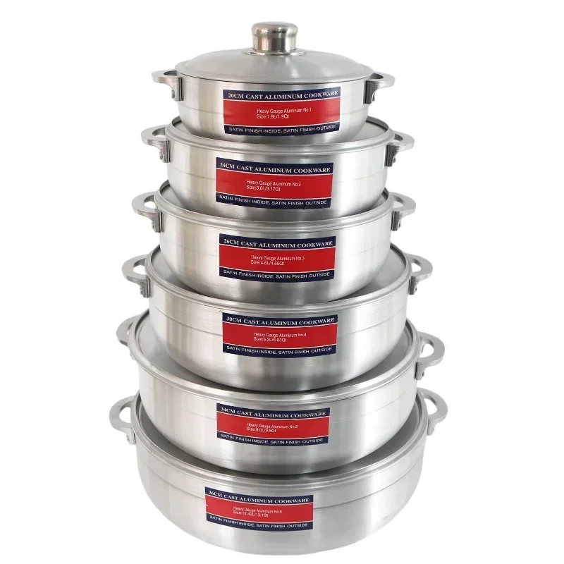 

High Mountain Cuisine Aluminum Caldero Stew Pot Set Commercial Grade Cooking Dutch Oven