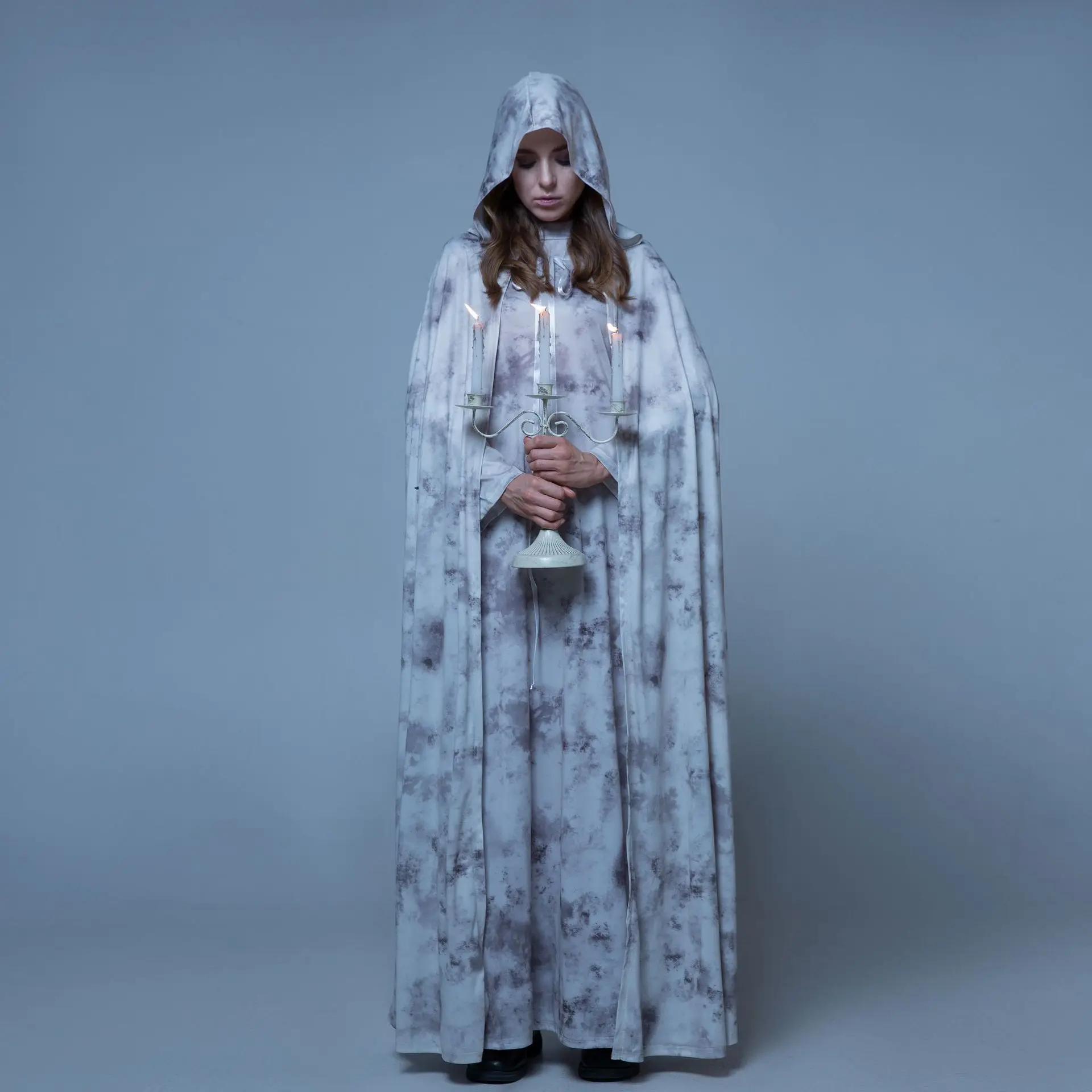 2023 New Product Halloween Costume White Cloak Long Sleeve Dress Ghost Ghost Bride Movie Role Playing Dress