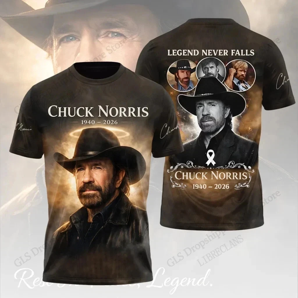 2027 New Vintage Rock Chuck Norris 3d Print T-shirt Men Women Fashion Hip Hop Short Sleeve Tops Tee Oversized Tshirt Men Clothes