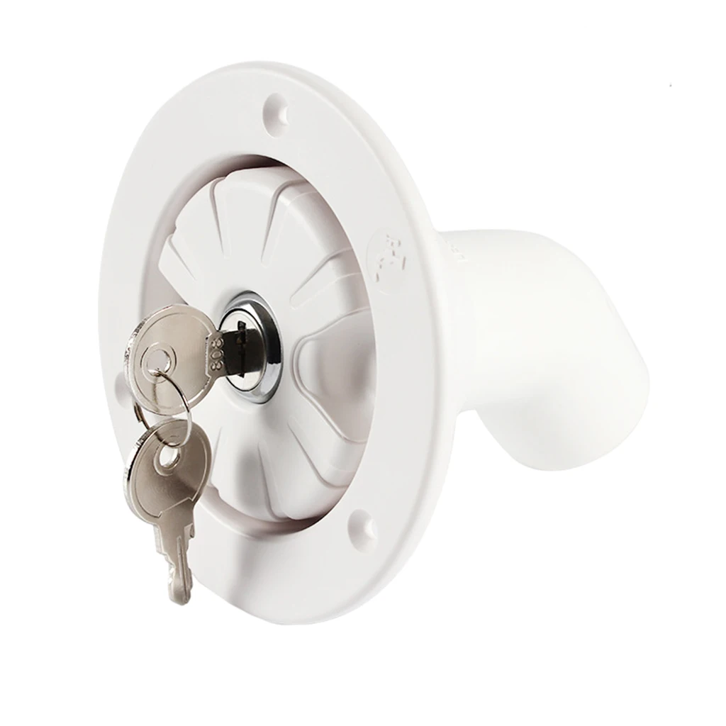 White Plastic Gravity Water Inlet Lock Locking w/2 keys Leak Proof