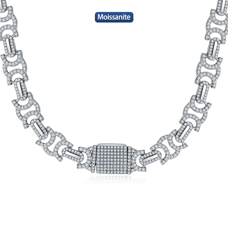 

S925 Silver Moissanite Cuban link Necklaces 17.5~27.5inch HipHop Style Jewelry Personalized customization Valentine's Day Gift