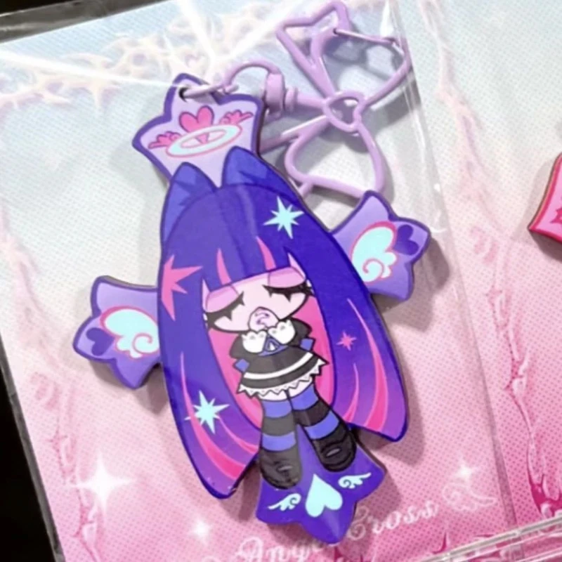 Anime Panty Stocking with Garterbelt Stocking Panty Cosplay Keychain Kawaii Acrylic Pendant Keyring Key Chain Bag Decoration image 3