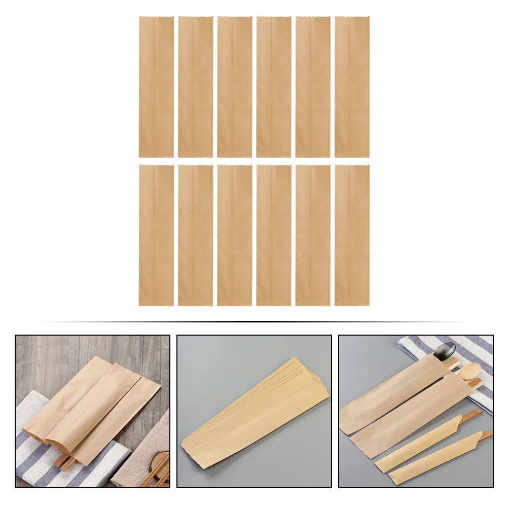 200 Pcs Packing Bag Kraft Paper Chopsticks Set Travel Package Bags Lightsaber Tableware Storage Pouches