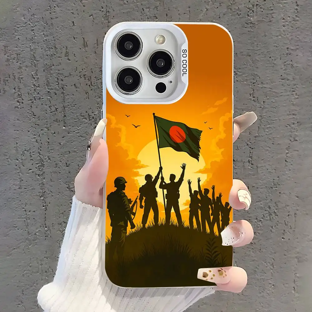 Custodia per telefono con bandiera per passaporto Bangladesh per iPhone 17,16,15,14,13,12,11,Pro,XS,Max,Plus,Mini,SE Cover antiurto opaca bianca caramella