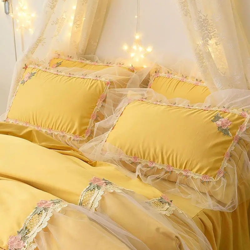 Princess Style Mesh Lace Floral Pillowcase Girl's Heart Beautiful Pillowcase