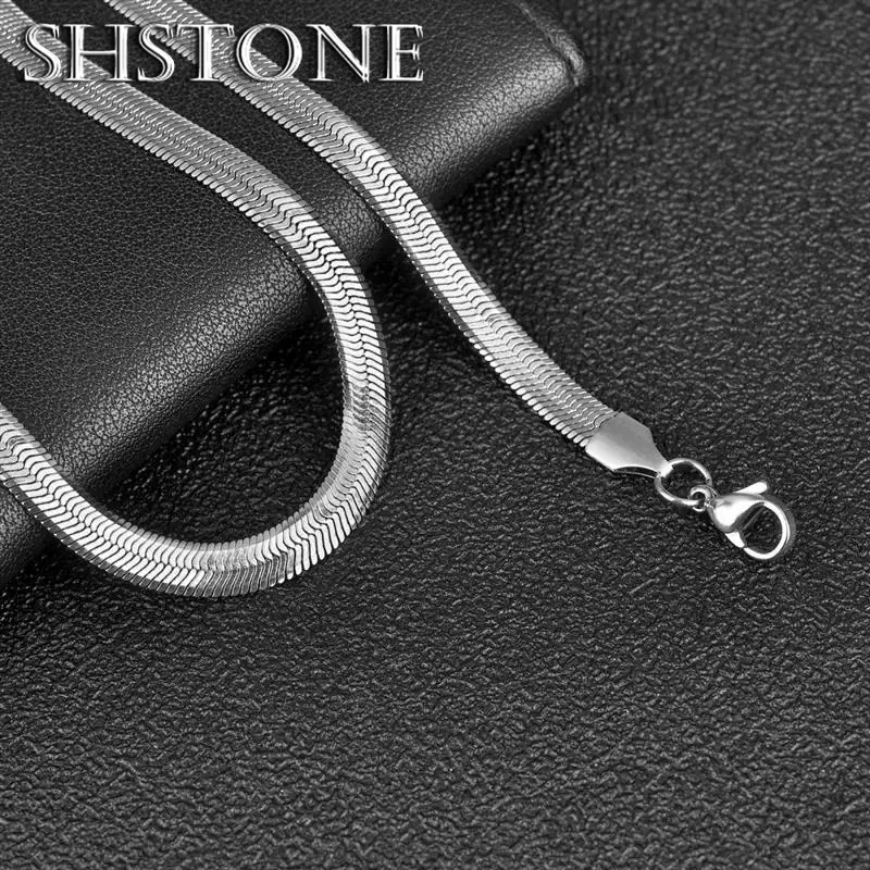 

SHSTONE Men Women 4mm Blade Chain 925 Sterling Silver Clavicle Chain Necklace 18K Gold 45-60cm Flat Necklace Fashion Jewelry