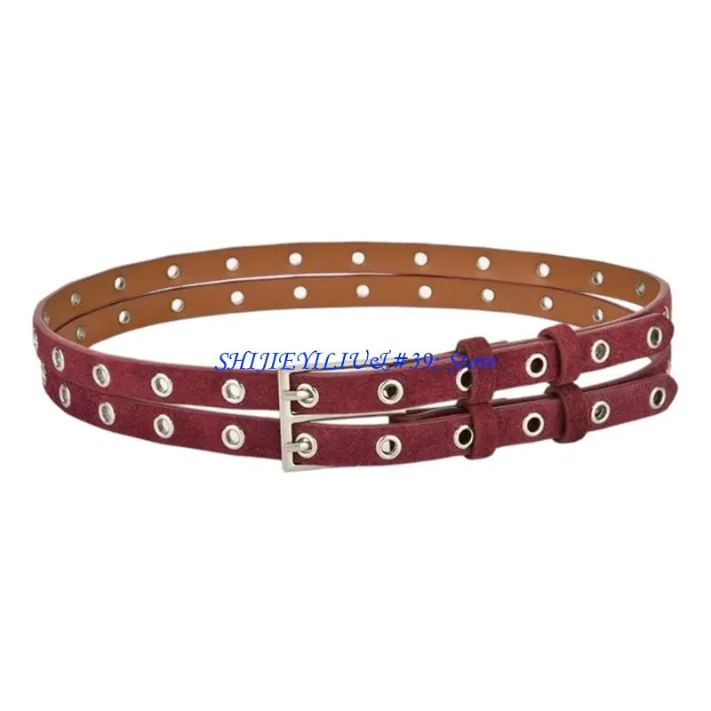 E21F Simple Narrow Waist Belt Leather Waist Strap Band Multiple Color Optional Sash For Year Round Wear