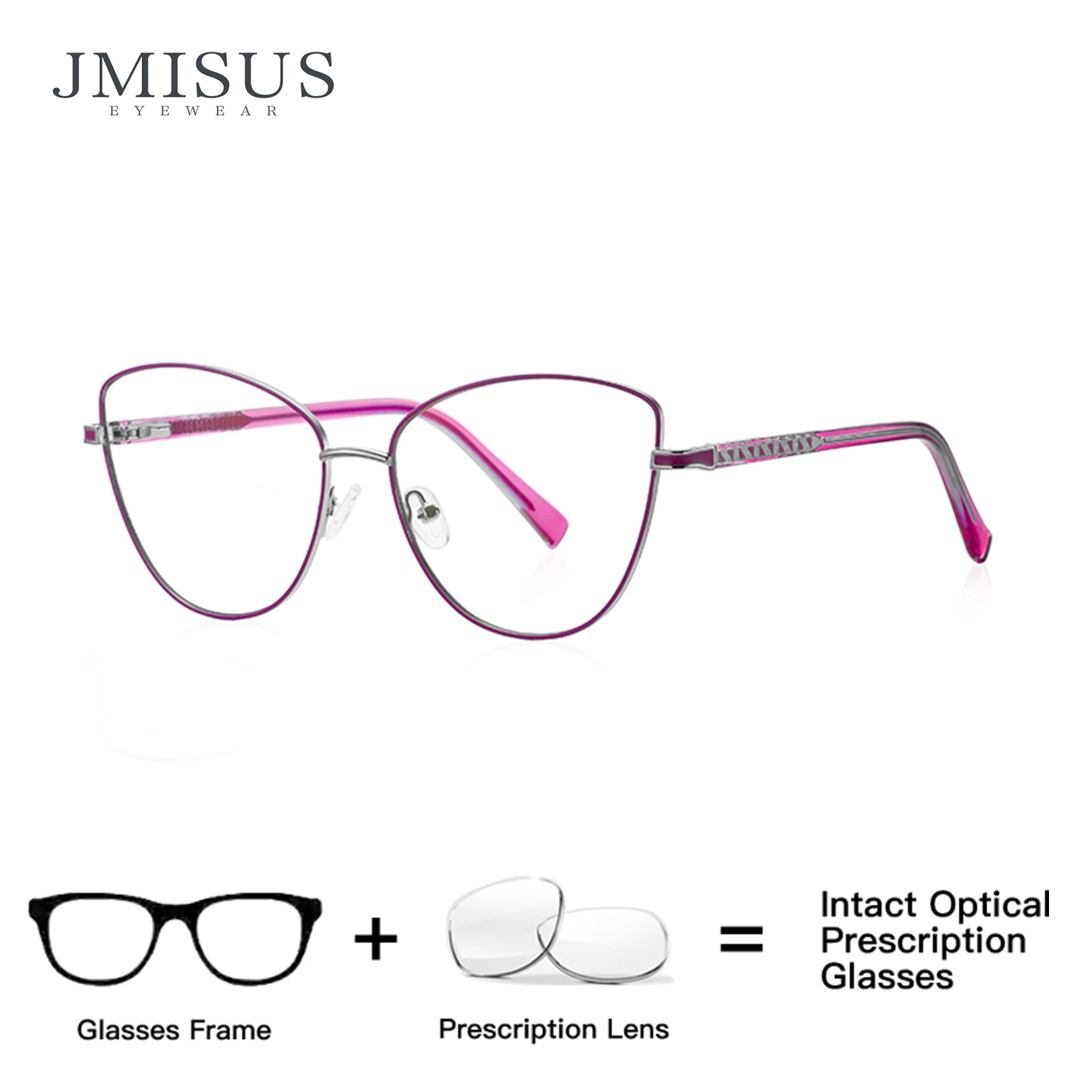 

JMISUS Fashion Square Prescription Glasses Spring Leg Myopia Eyewear Metal Frame Photochromic Optical Eyeglasses for Women