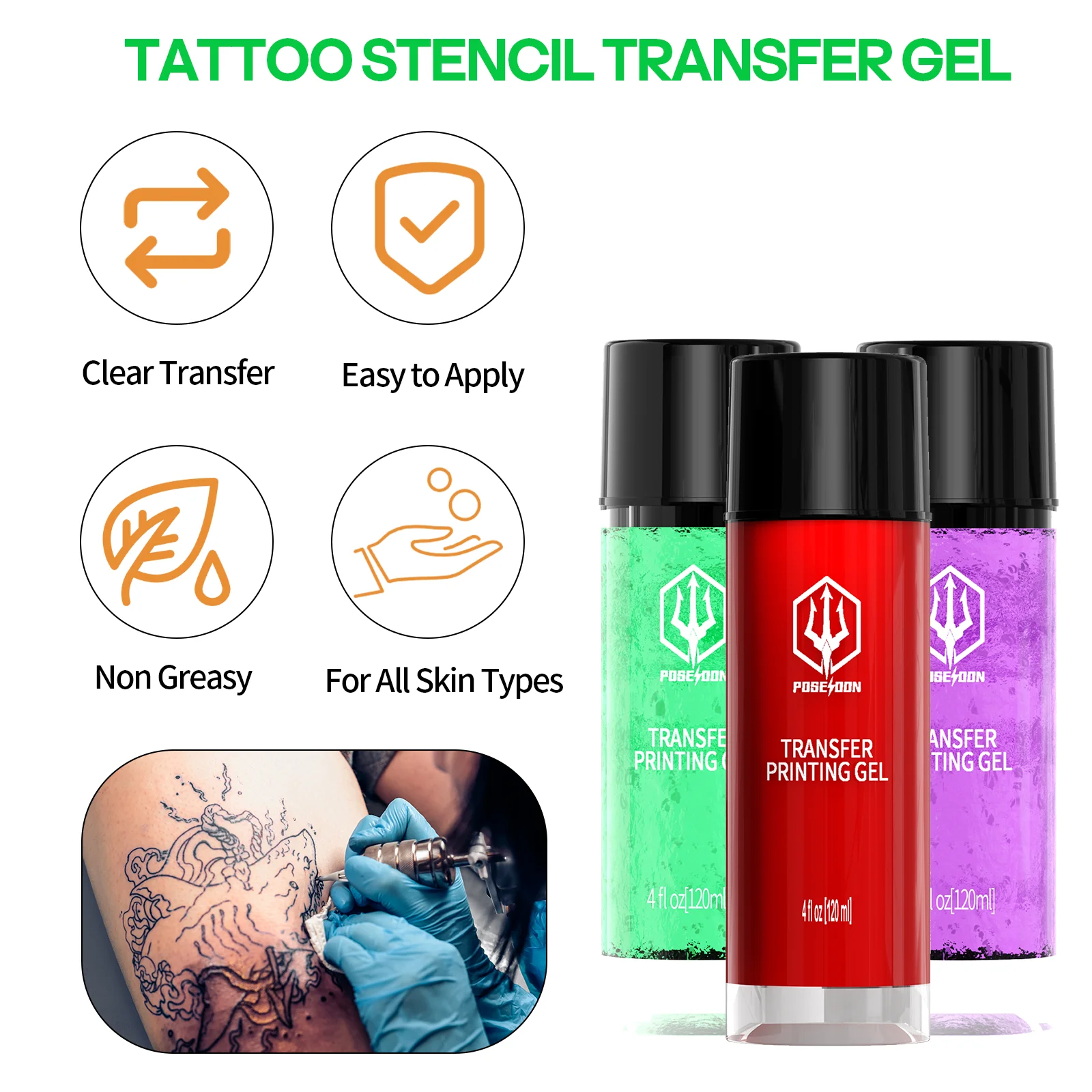 رائحة الفاكهة POSEIDON 120 مللي جل استنسل الوشم ملحقات جديدة لورق نقل الوشم جل استنسل الوشم الاحترافي