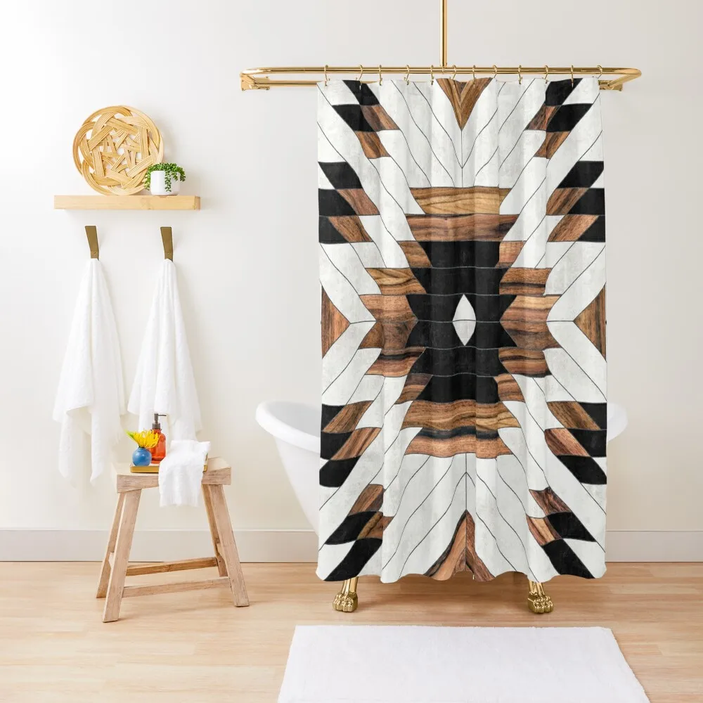 

Urban Tribal Pattern No.5 - Aztec - Concrete and Wood Shower Curtain Modern Accessory Bathrooms Bathroom Showers Curtain