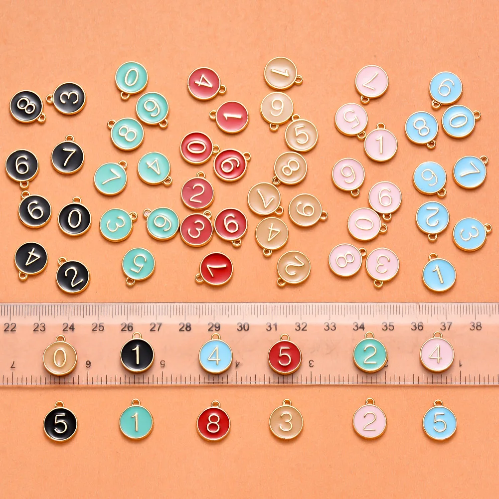 10pcs Numerals 0-9 Pendant Bracelet Pendant Diy Jewelry Accessories Alloy Drip Oil Digital Charms Keychain Handmade Material