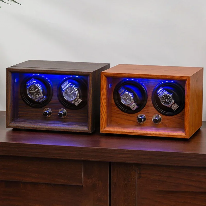 Silent Watch Winder Mechanical Watches Antimagnetic Rotating Automatic Watches Box Winding Machine Vertical Atmosphere Lights