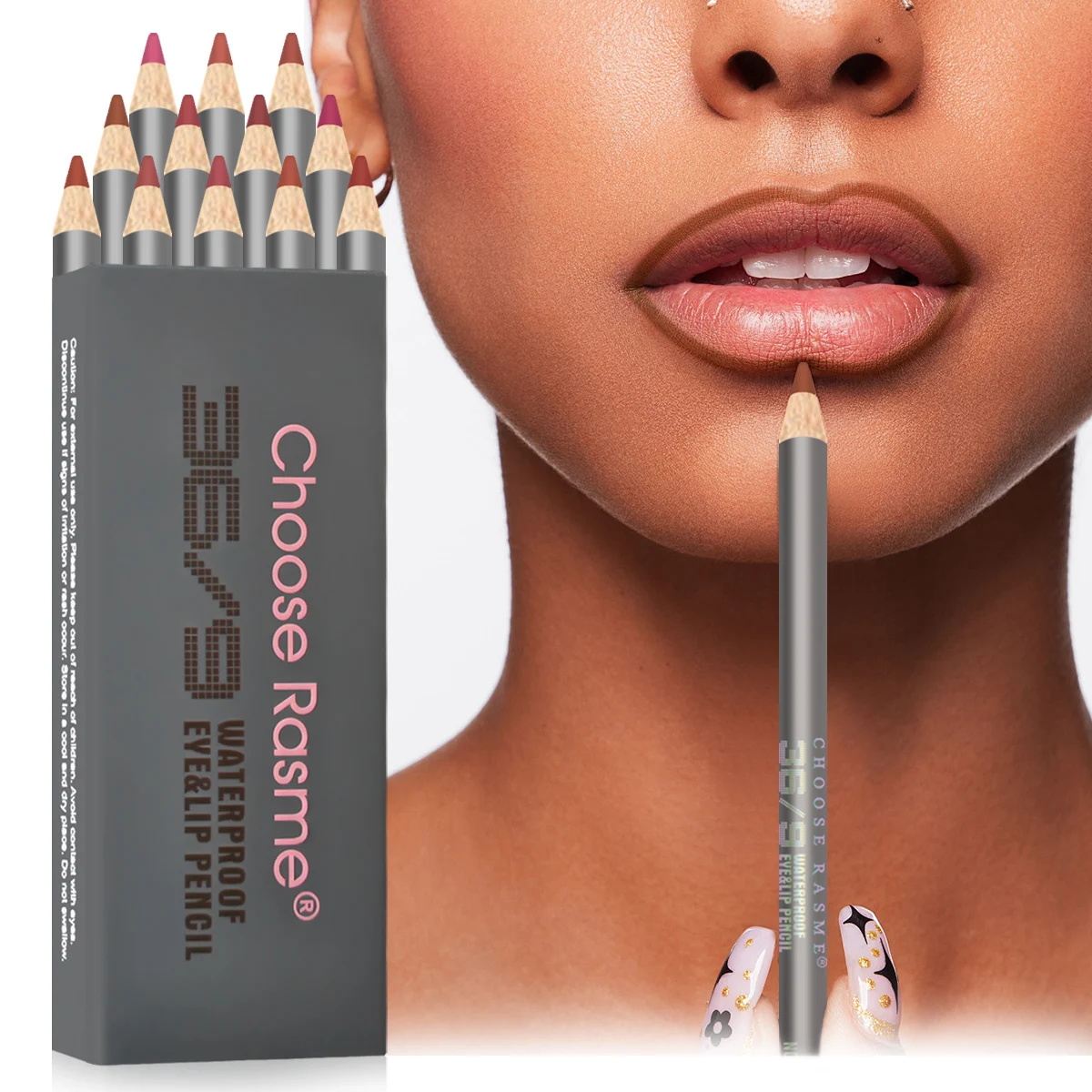 12本入り ベルベットマットリップライナーセット - 長持ちする多用途な色合い 長持ちするリップメイク ベリー、ブラウン、ピンク リップペンシル