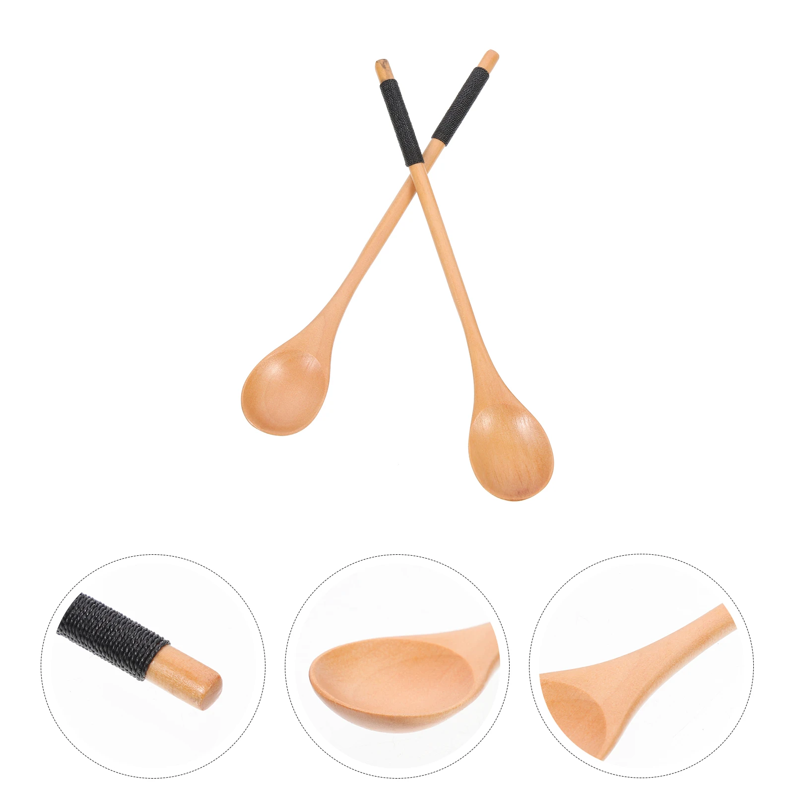 

2 Pcs Scoops Wooden Spoon Set Mixing for Home Dessert Household Spoons Ice Cream Reusable Food