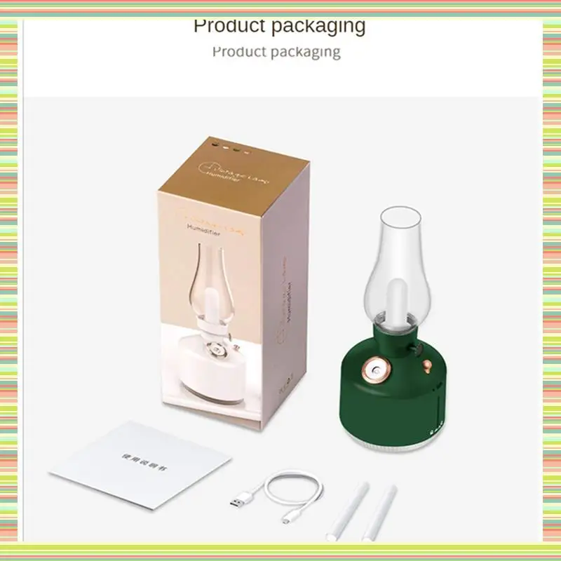 

A97P Retro Coal Oil Lamp Model LED Night Light Mute Mist Maker USB Rechargeable Wireless Mini Air Humidifier For Car Office