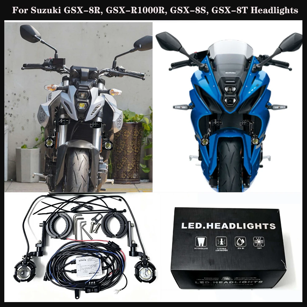 Driving Light for Suzuki GSX-8R, GSX-R1000R, GSX-8S, GSX-8T, 360° Adjustable Quick Dismountable Anti-Fog Lights, Strobe Lights.